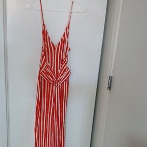 Red and White Striped Jumpsuit